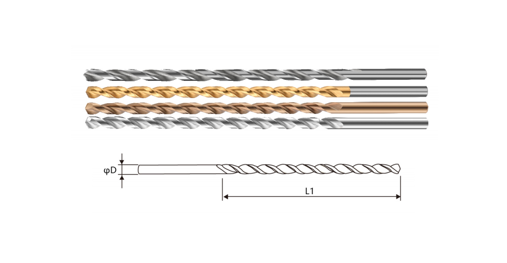 M35/M2 Material Cobalt-Containing High-Speed Steel Parabolic Deep Hole Drill M2 Straight Shank Super Long Drill (Full Grinding/Milling)